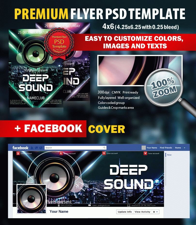 Deep Sound Party PSD Flyer Template