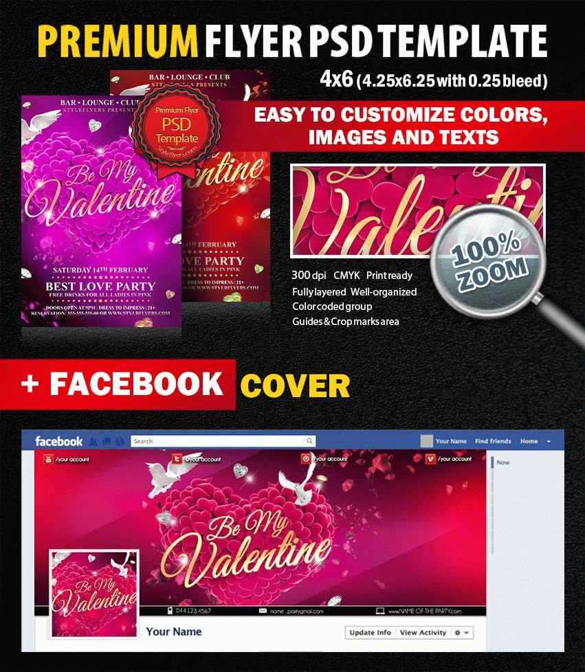 Be My Valentine Party PSD Flyer Template