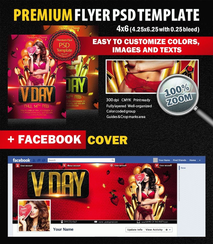 V Day Party PSD Flyer Template