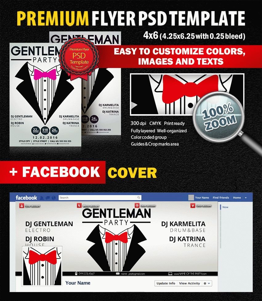 Gentleman Party PSD Flyer Template