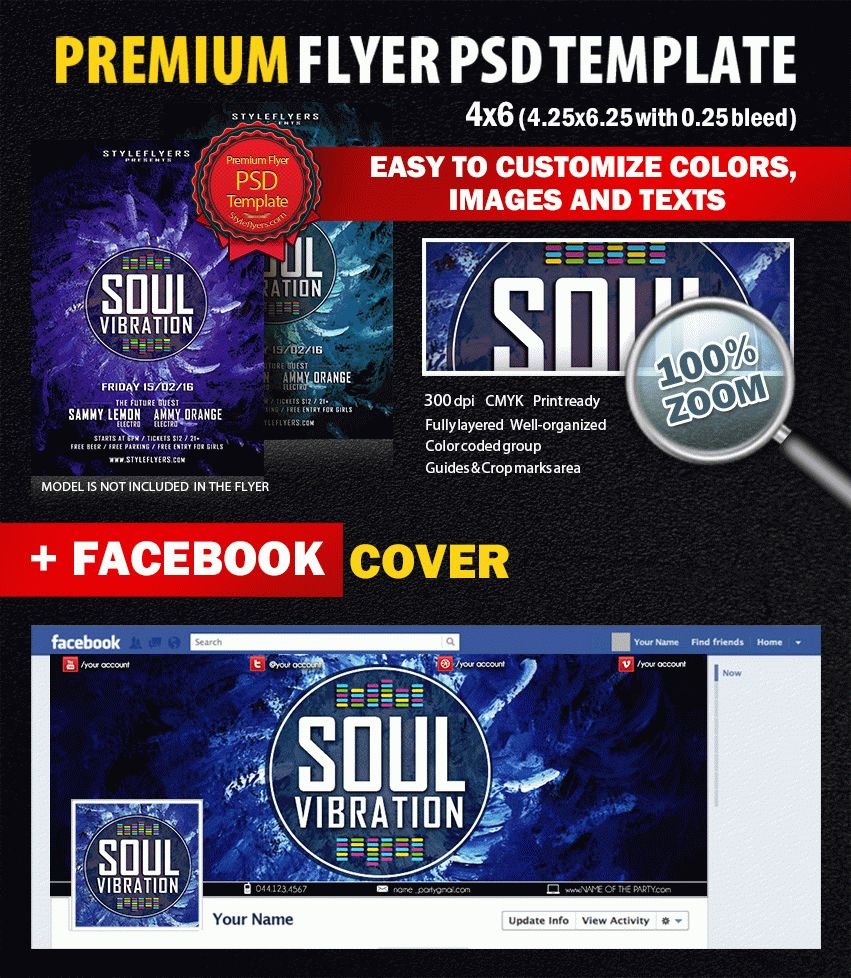 Soul Vibration Party PSD Flyer Template