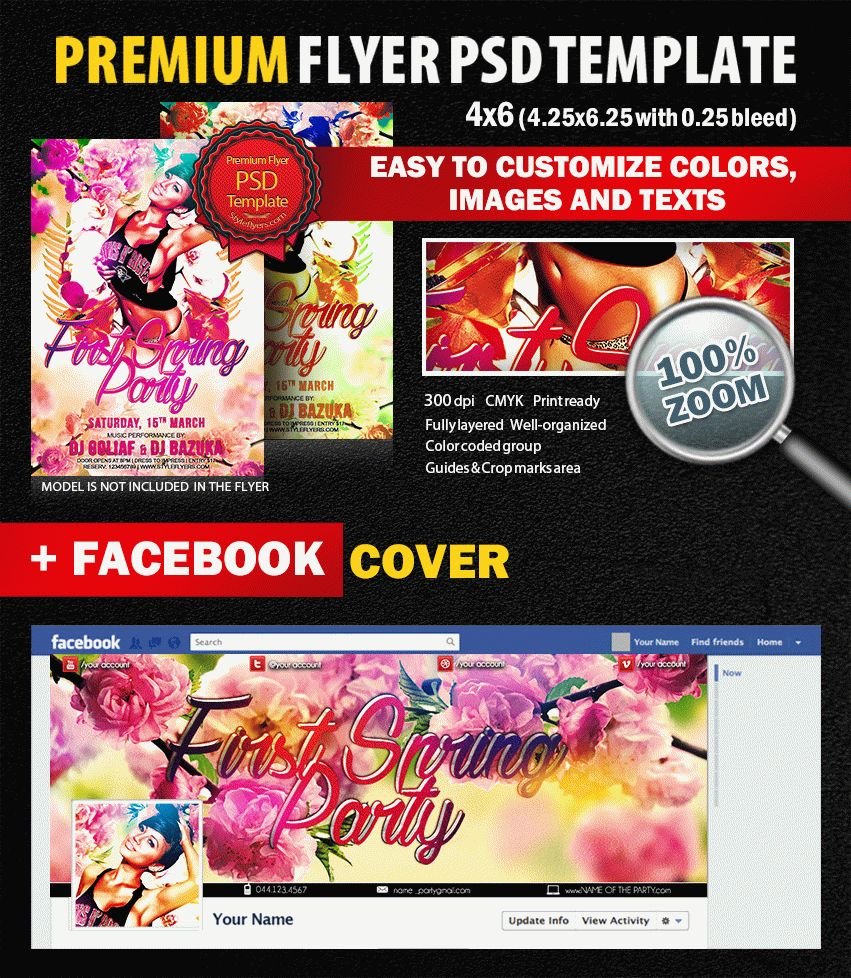 First Spring Party PSD Flyer Template