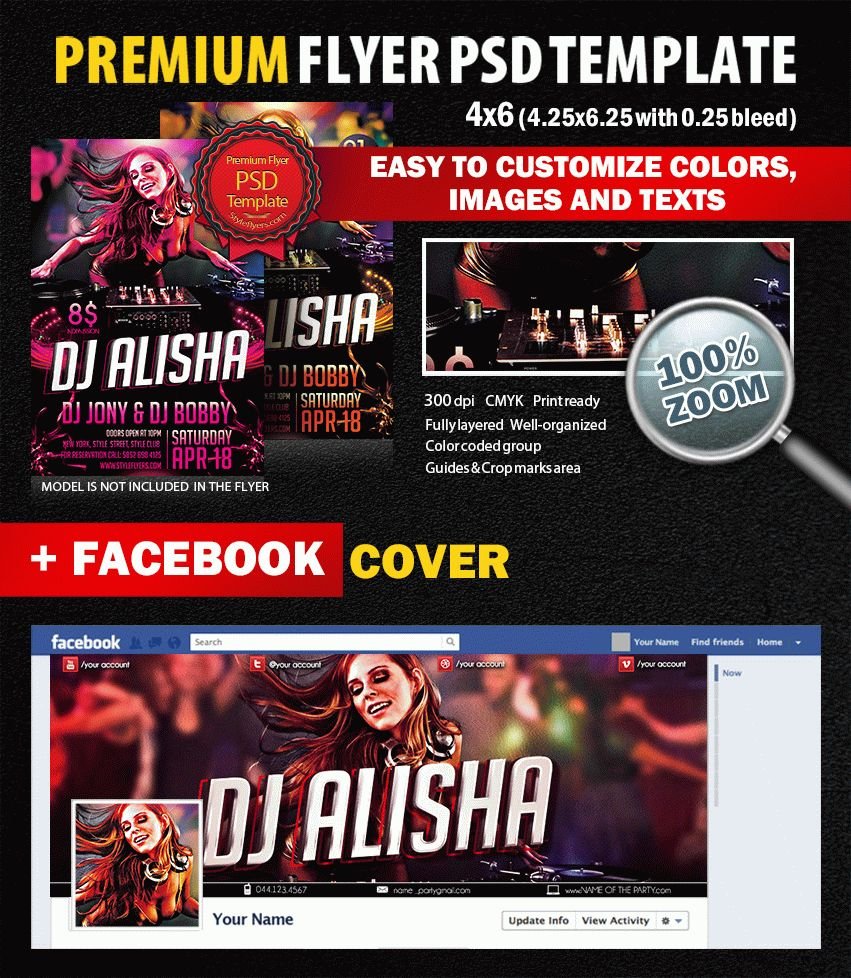 Dj Alisha Party PSD Flyer Template