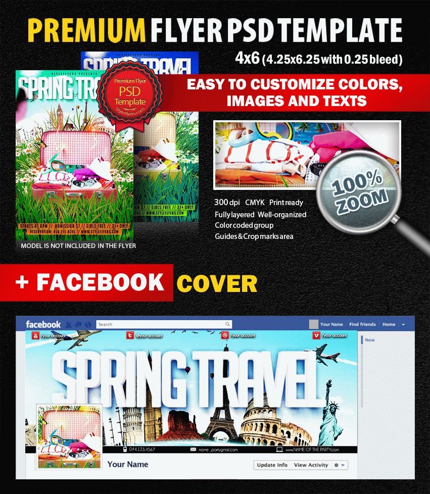 Spring Travel PSD Flyer Template