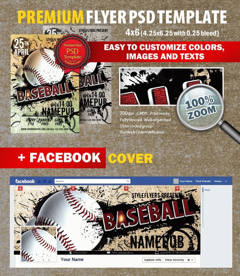 Baseball PSD Flyer Template