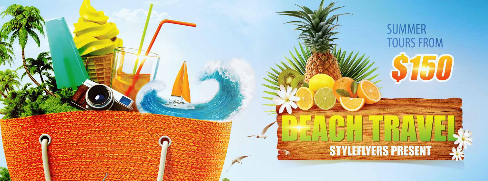 Beach  Travel PSD Flyer Template