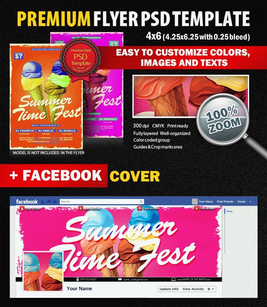 Summer time fest PSD Flyer Template