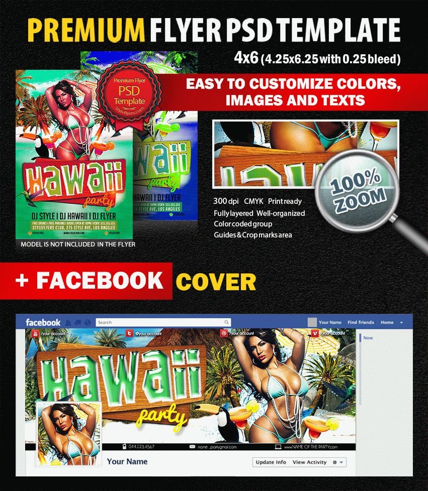 Hawaii party  PSD Flyer Template