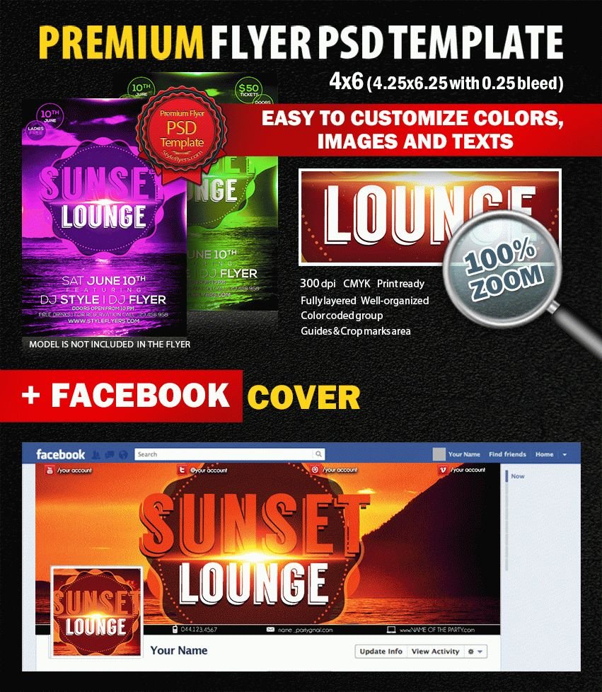 Sunset Lounge PSD Flyer Template