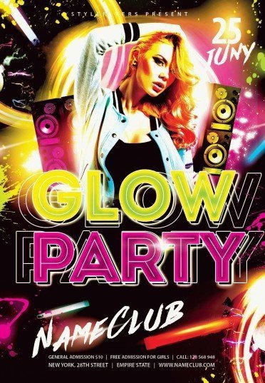 Glow Party PSD Flyer Template