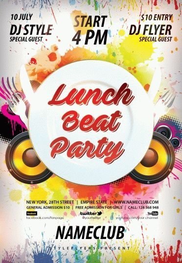 Lunch Beat Party PSD Flyer Template