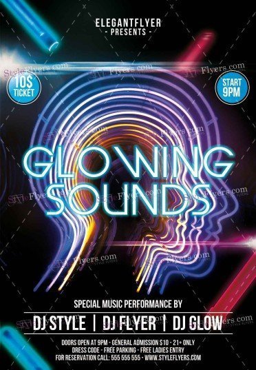 Glowing Sounds  PSD Flyer Template