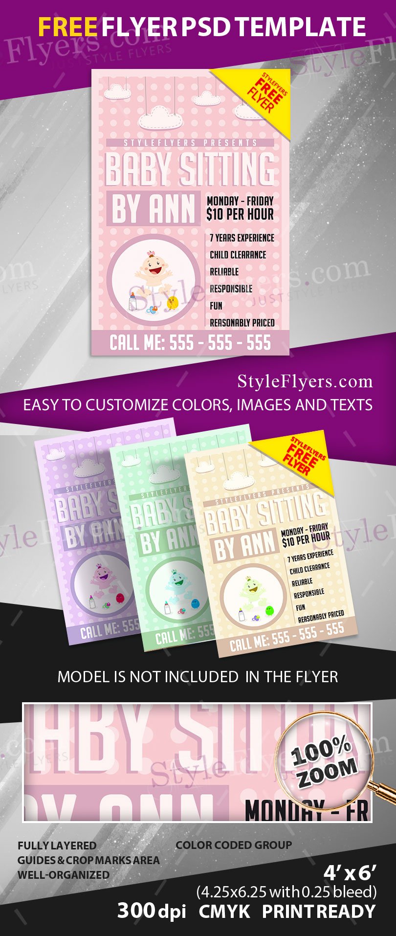 Babysitting Free PSD Flyer Template V3 Free Download 11637 Styleflyers