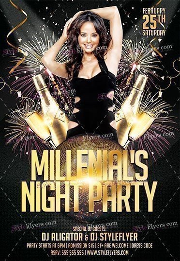 Millenials Night Party PSD Flyer Template