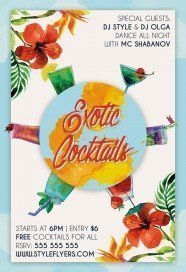 Exotic Cocktails PSD Flyer Template