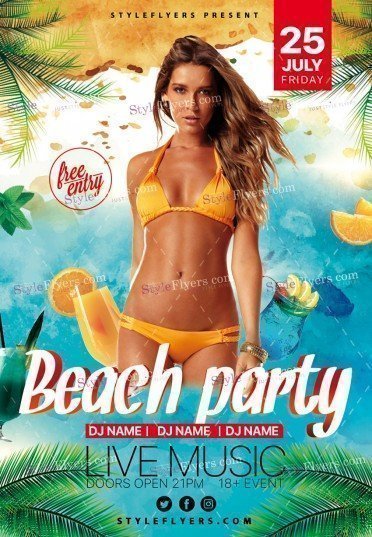 Beach Party PSD Flyer Template