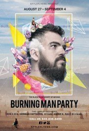 Burning Man Party PSD Flyer Template