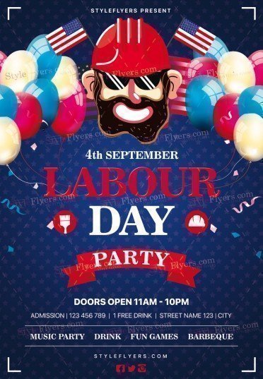 Labour Day Party PSD Flyer