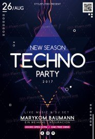 New Season Techno Party PSD Flyer Template