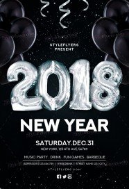 New Year 2018 PSD Flyer Template