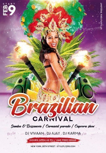 Brazilian Carnival PSD Flyer Template