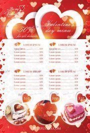 Valentine's Day Menu PSD Flyer Template