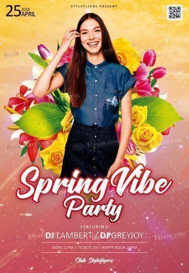 Spring Vibe Party PSD Flyer Template