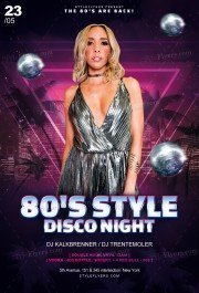 80's Style Disco Night PSD Flyer Template