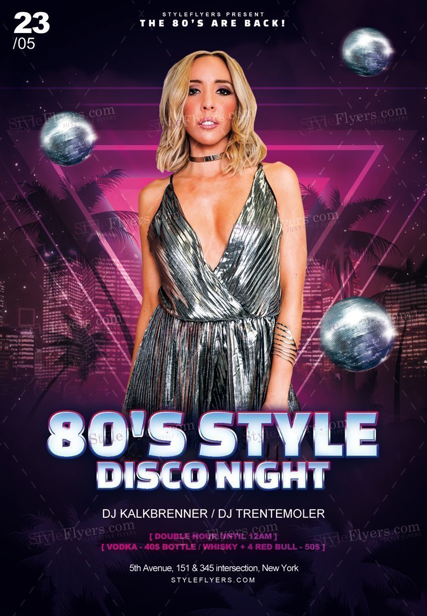 80's Style Disco Night PSD Flyer Template