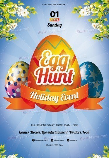 Easter Egg Hunt Holiday Event PSD Flyer Template