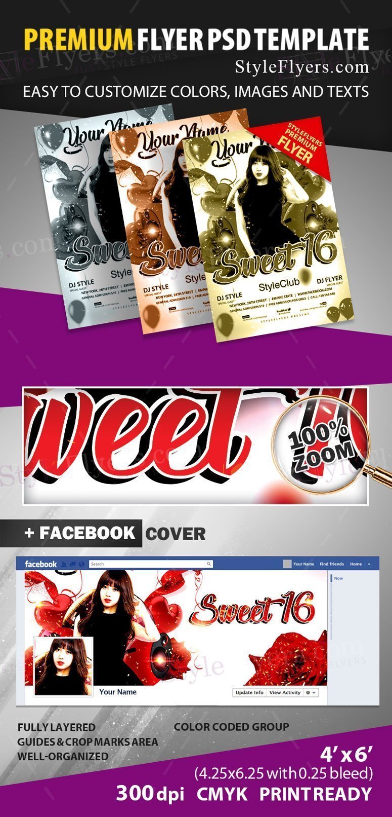 Sweet 16 PSD Flyer Template Styleflyers