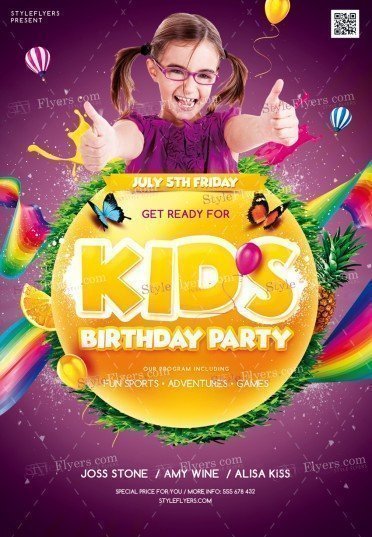 Kids Birthday Party PSD Flyer Template