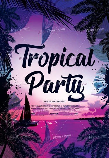 Tropical Party PSD Flyer Template