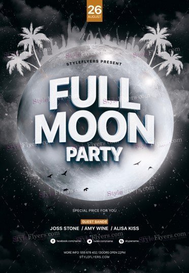 Full Moon Party PSD Flyer Template
