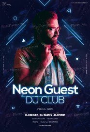 Neon Guest DJ Club PSD Flyer Template