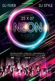 Neon Party PSD Flyer Template