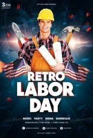 Retro Labor Day PSD Flyer Template