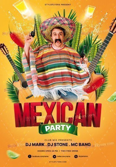 Mexican Party PSD Flyer Template