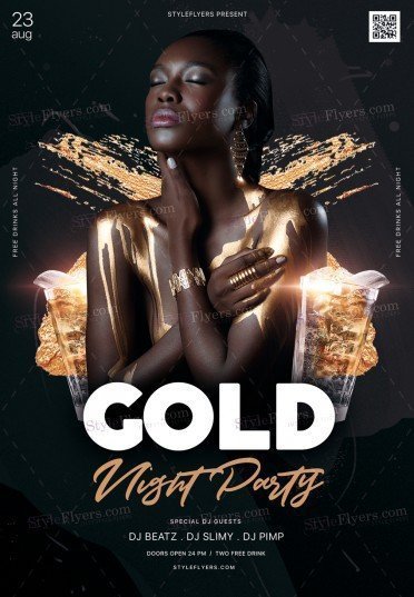 Gold Night Party PSD Flyer Template