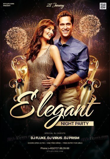 Elegant Night Party PSD Flyer Template