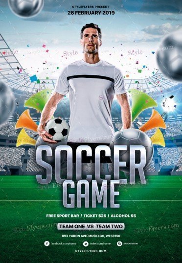 Soccer Game PSD Flyer Template