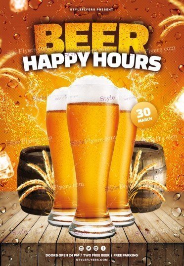 Beer Happy Hours PSD Flyer Template