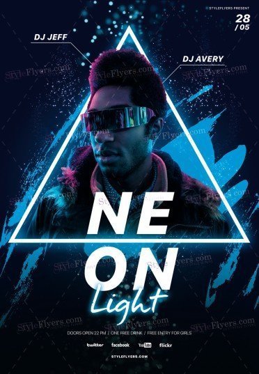 Neon Light PSD Flyer Template