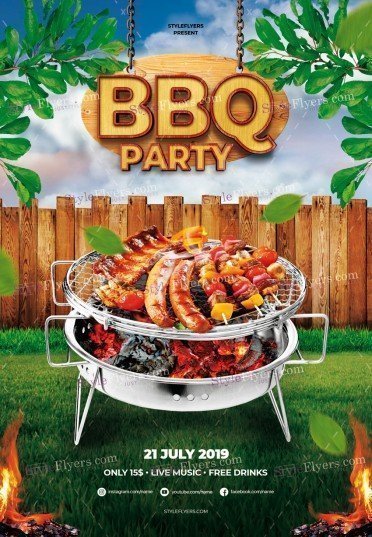 BBQ Party PSD Flyer Template