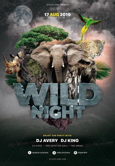 Wild Night PSD Flyer Template