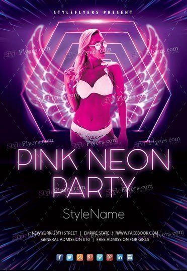 Pink Neon Party Flyer