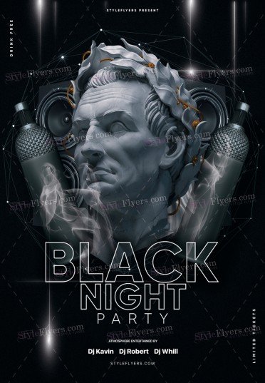 Black Night Party PSD Flyer Template