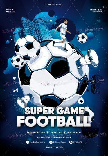 Super Game Football PSD Flyer Template