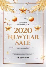 2020 New Year Sale PSD Flyer Template