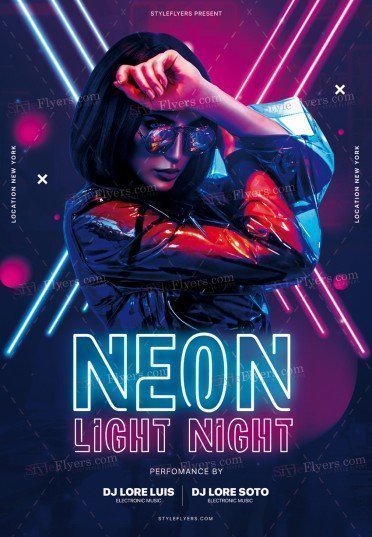 Neon Light Night PSD Flyer Template